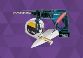 Power drill, saw and measuring tools